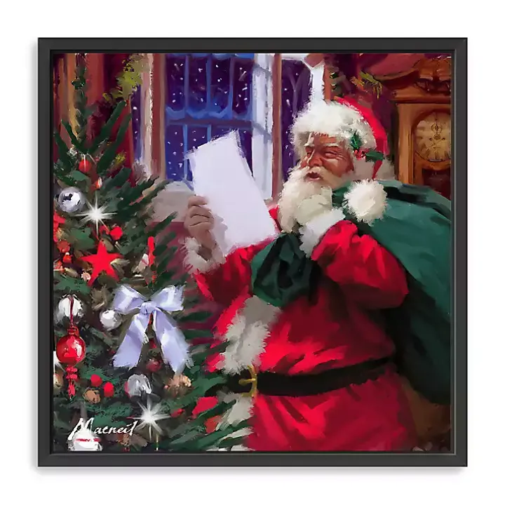 Santa Claus' List Framed Canvas Art Print
