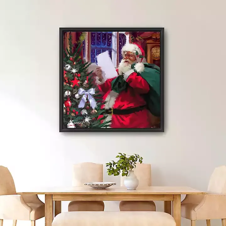 Santa Claus' List Framed Canvas Art Print