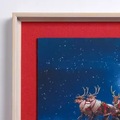 Santa Flying Over Pets Framed Art Print