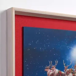Santa Flying Over Pets Framed Art Print