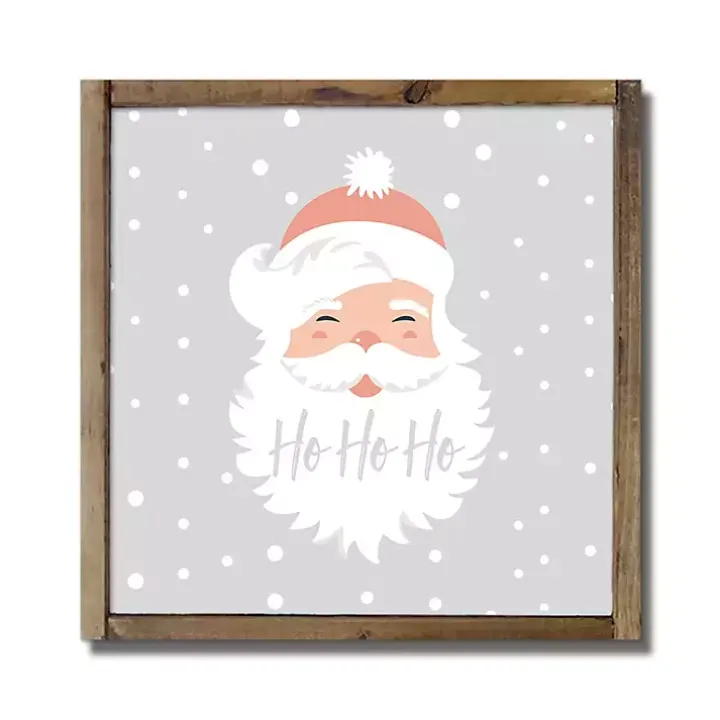 Santa Ho Ho Ho Walnut Wood Framed Wall Plaque