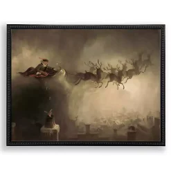 Santa in Flight Framed Art Print