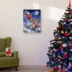 Santa in Sleigh with Reindeers Wall Art Print