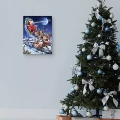 Santa in Sleigh with Reindeers Wall Art Print