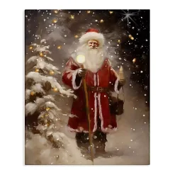 Santa in Snowy Night Canvas Art Print