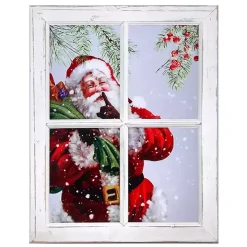 Santa in Window Acrylic Framed Art Print