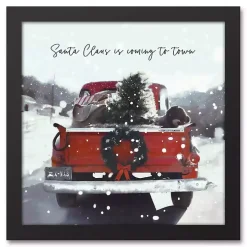Santa is Coming to Town Framed Canvas Art Print
