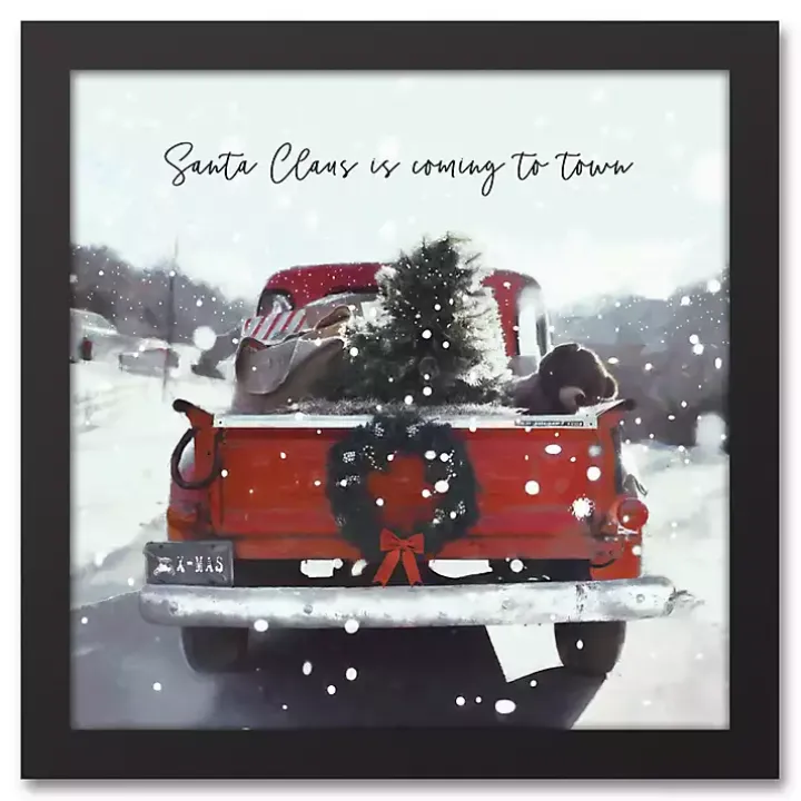 Santa is Coming to Town Framed Canvas Art Print