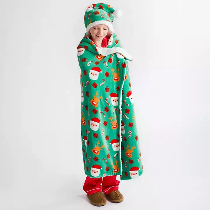 Santa Kids Hooded Throw