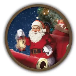 Santa Sleigh Brown Framed Art Print