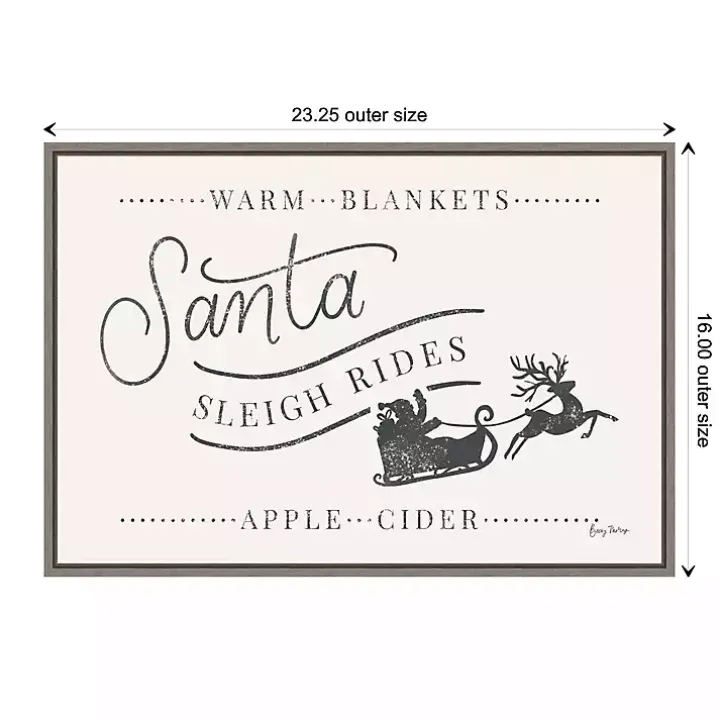 Santa Sleigh Rides Gray Framed Canvas Art Print