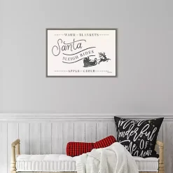 Santa Sleigh Rides Gray Framed Canvas Art Print