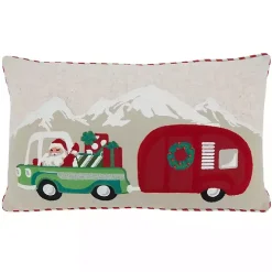 Santa Truck and Trailer Lumbar Pillow