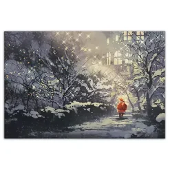 Santa Walking in the Snow Canvas Art Print
