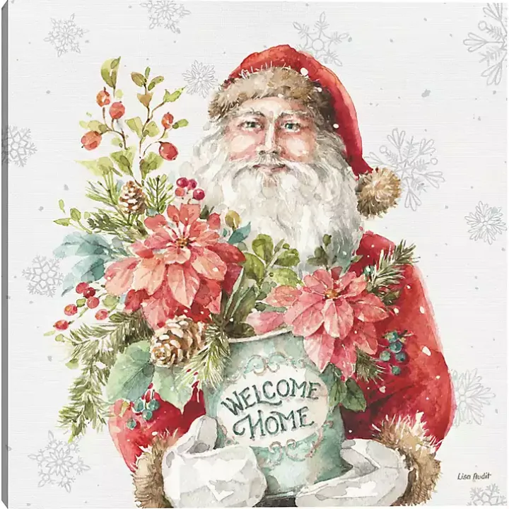 Santa Welcome Christmas Canvas Art Print