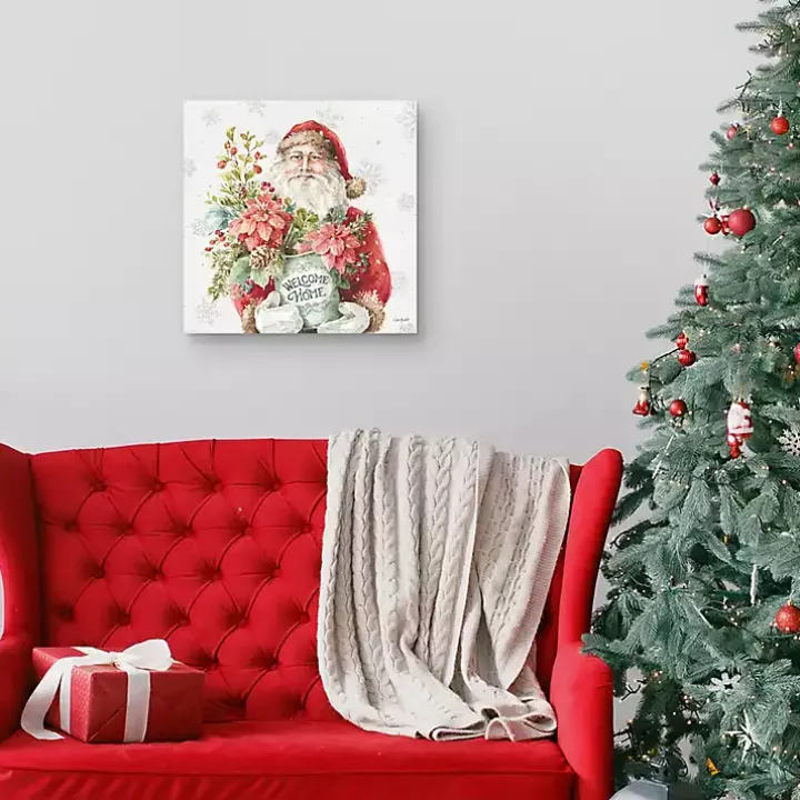 Santa Welcome Christmas Canvas Art Print