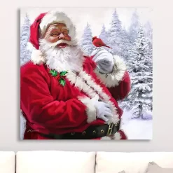 Santa with Cardinal Canvas Art Print