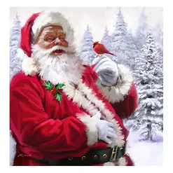 Santa with Cardinal Canvas Art Print