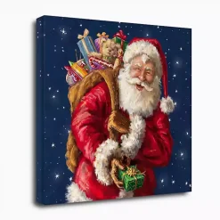 Santa with Gifts and Stars Canvas Art Print