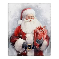Santa with Red Gift Canvas Art Print