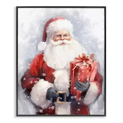 Santa with Red Gift Framed Art Print