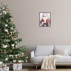 Santa with Red Gift Framed Art Print