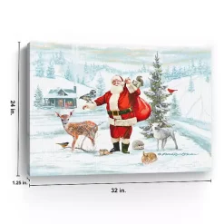 Santa with Woodland Friends Canvas Art Print