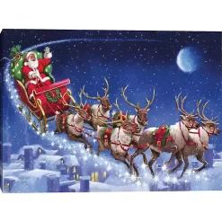 Santa's Flying Sleigh Canvas Art Print