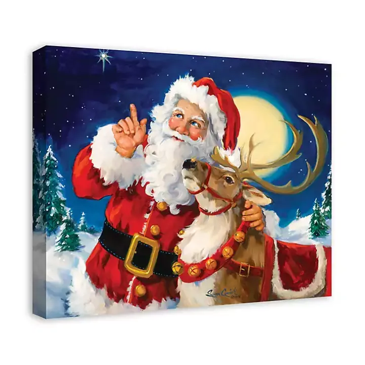 Santa's Lead Reindeer Canvas Art Print