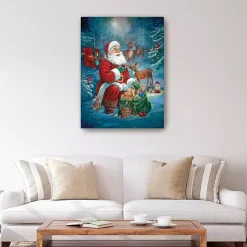 Santa's Woodland Friends Canvas Art Print