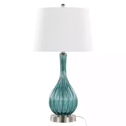 Sapphire Crackle Glass Table Lamps, Set of 2