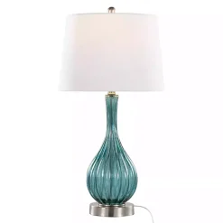 Sapphire Crackle Glass Table Lamps, Set of 2