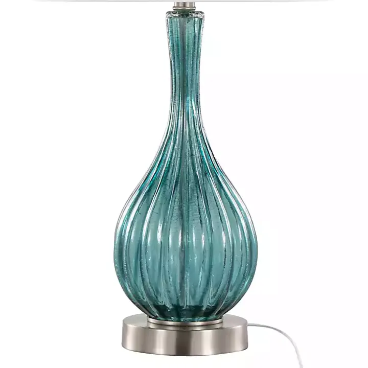 Sapphire Crackle Glass Table Lamps, Set of 2