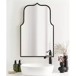 Satin Black Arched Scallop Wall Mirror