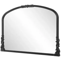 Satin Black Baroque Arched Wall Mirror