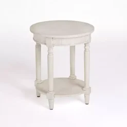 Savannah Cream Distressed Round Accent Table