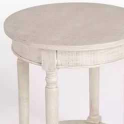 Savannah Cream Distressed Round Accent Table