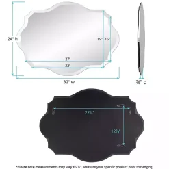 Scalloped Rectangular Frameless Wall Mirror