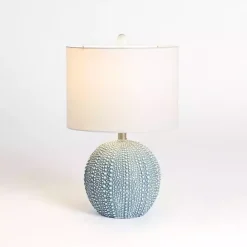 Sea Blue Round Textured Table Lamp