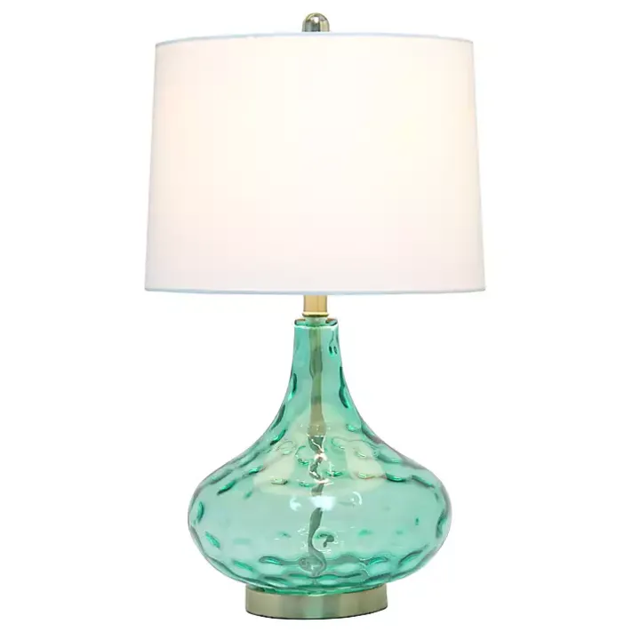 Seafoam Dimpled Glass Teardrop Table Lamp