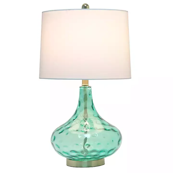Seafoam Dimpled Glass Teardrop Table Lamp