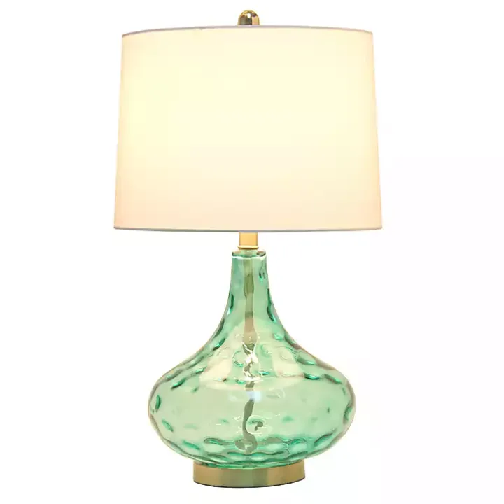 Seafoam Dimpled Glass Teardrop Table Lamp
