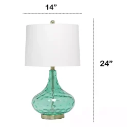 Seafoam Dimpled Glass Teardrop Table Lamp