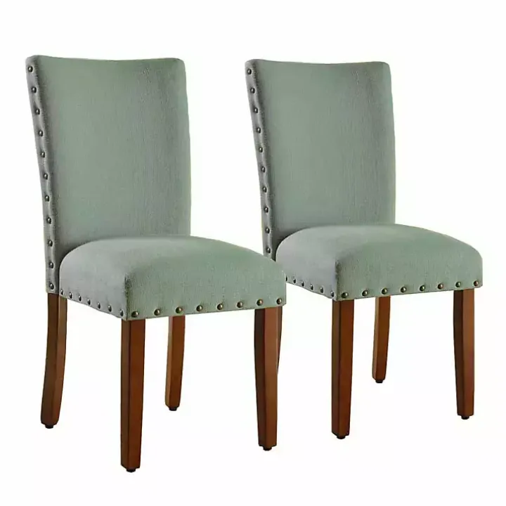 Seafoam Green Parsons Chairs, Set of 2