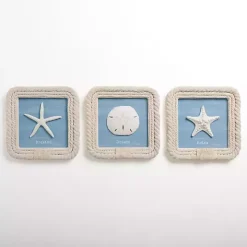 Seashell Rope Trim Wall Plaques, Set of 3