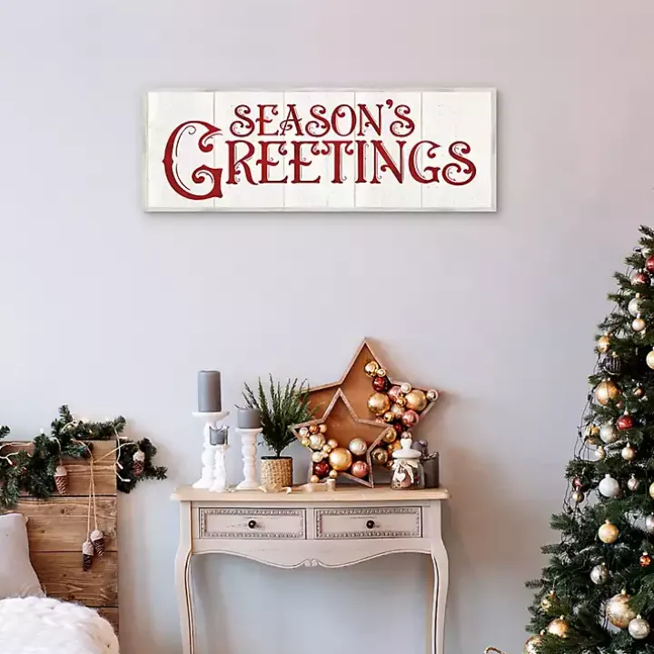 Season's Greetings Rustic Framed Canvas Art Print