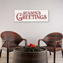 Season's Greetings Rustic Framed Canvas Art Print