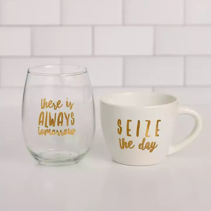 Seize the Day 2-pc. Mug & Wine Glass Set
