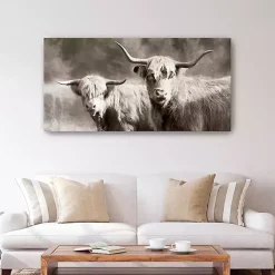 Sepia Hairy Highland Canvas Art Print