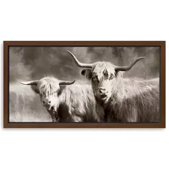 Sepia Hairy Highland Framed Canvas Art Print